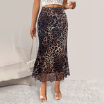 Load image into Gallery viewer, Sexy Leopard Print Mesh Fishtail Midi Skirt N6A125