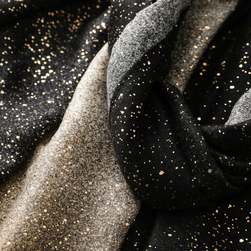 Cotton Linen Feel Gold Foil Gradient Scarf Shawl  N6H256