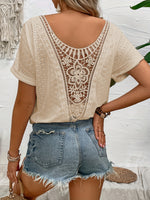 Load image into Gallery viewer, Multicolor Knit Jacquard Embroidery Hollow Raglan Tee N5A971
