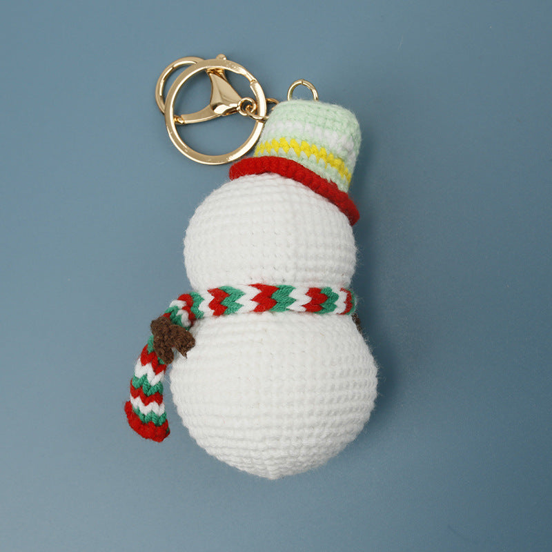 Hand Crocheted Christmas Snowman Bag Charm N6K298