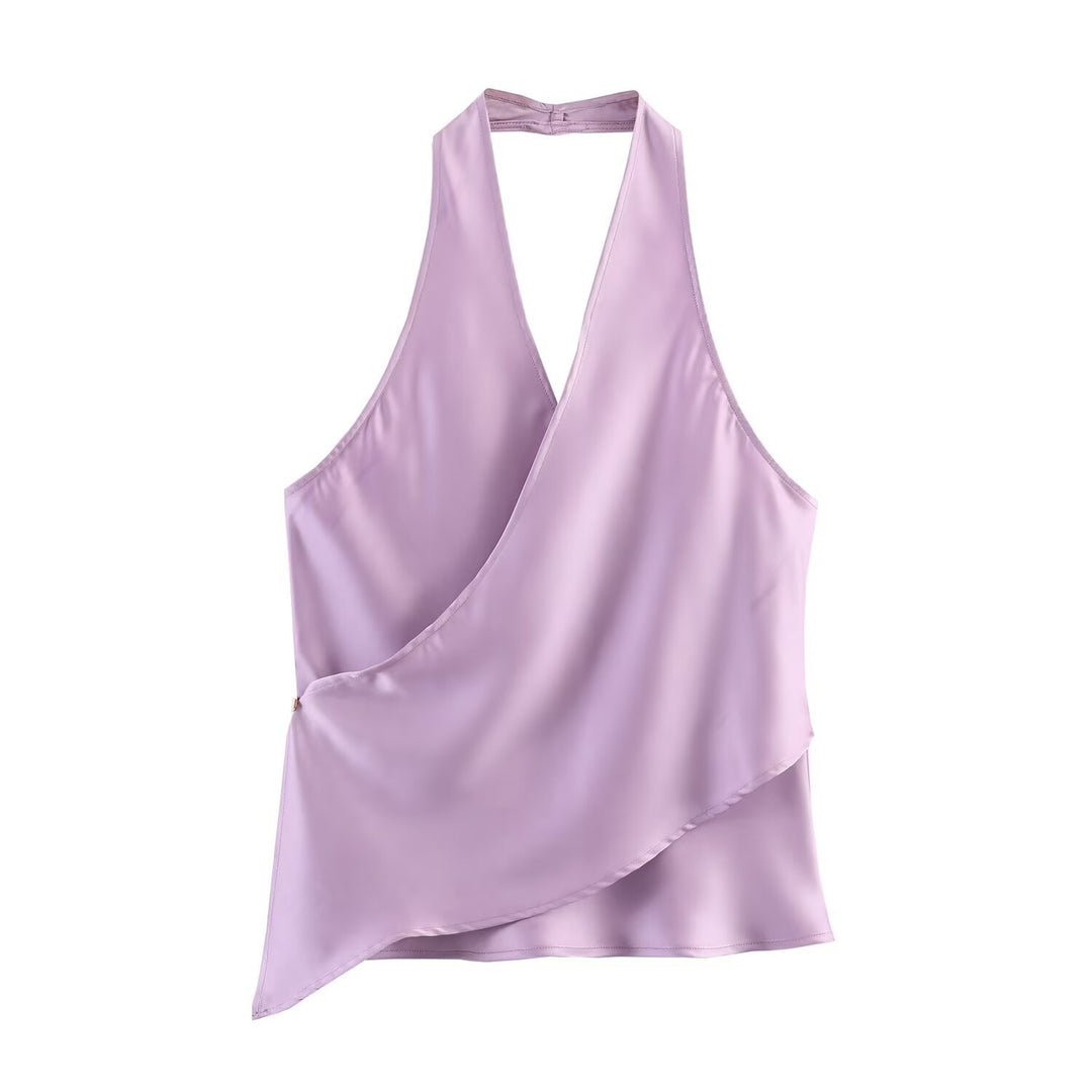 Halter Neck Satin Camisole Women N6C264