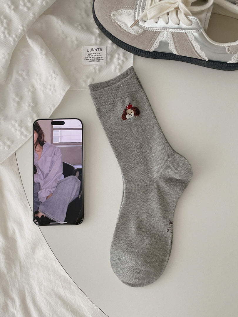 Dog Pattern Cotton Mid-Calf Socks  M5A045