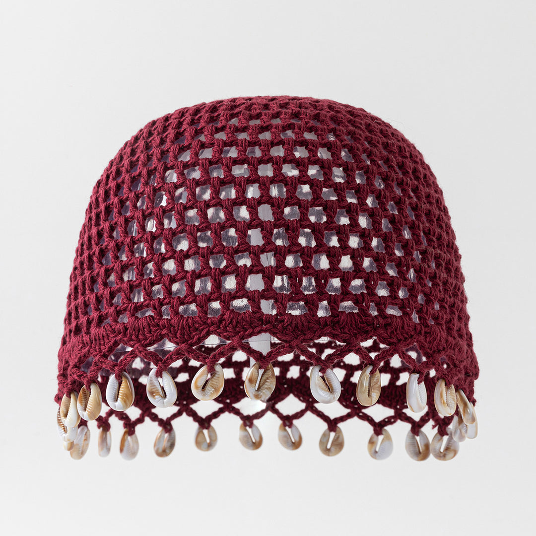 Hand Crochet Shell Pendant Cotton Cap Women N6G213
