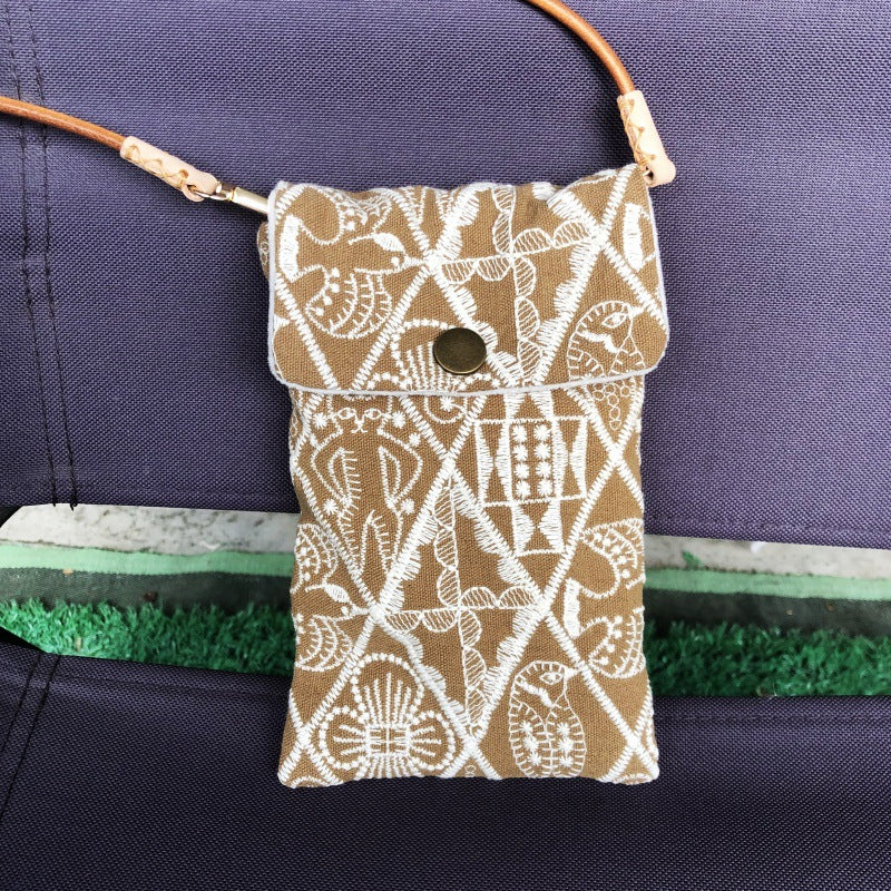 Embroidered Two Way Crossbody Phone Pouch N6B106