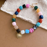 Load image into Gallery viewer, Womens Vintage Marbled Heart Resin Beaded Necklace N6K178