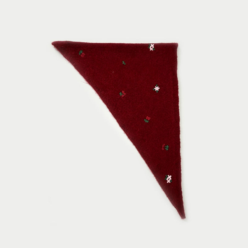Women's Wool Blend Rose Embroidered Triangle Scarf N6J123