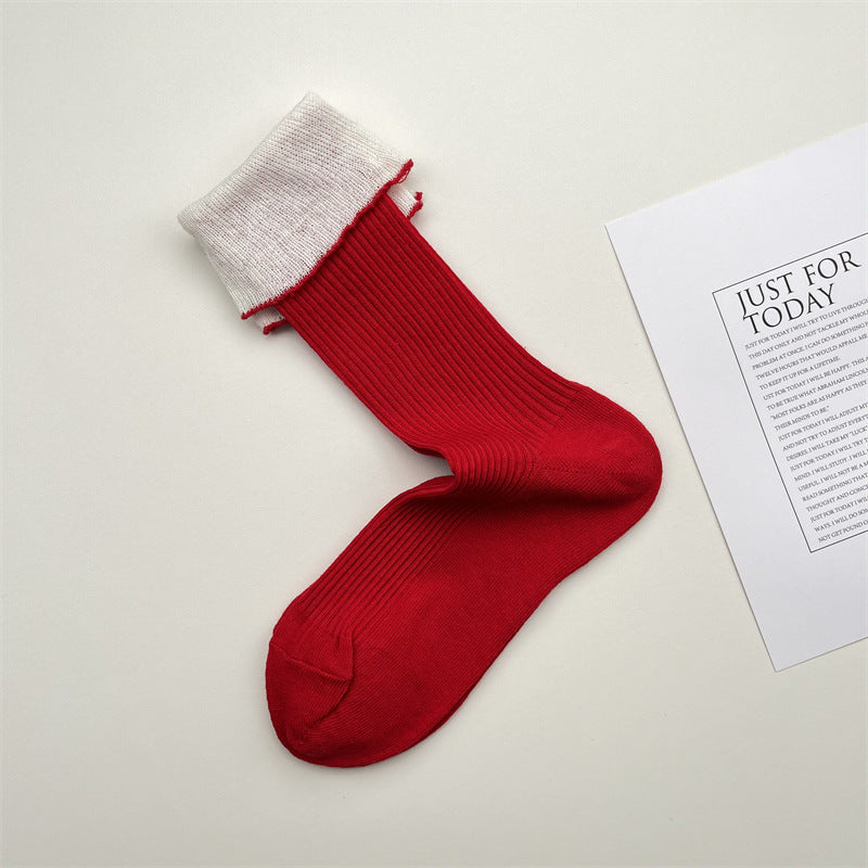 Contrast Stripe Stackable Socks Women Style M5A014