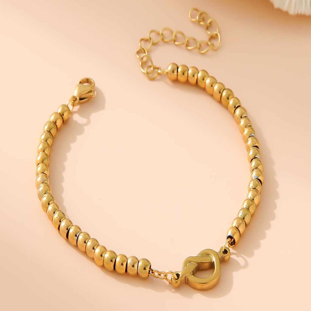 4mm Bead 18K Gold Plated Bracelet Women N6D528