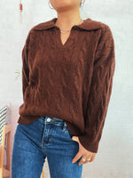 Load image into Gallery viewer, Cable Notch Sweater Mid Weight Options N5Z907
