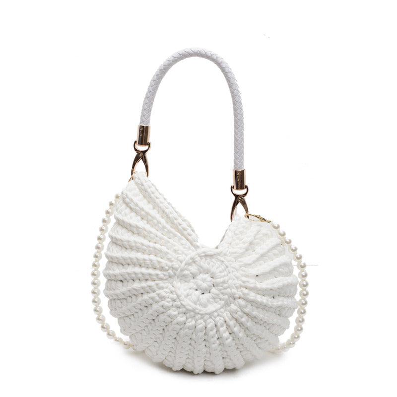 Handwoven Seashell Crossbody Bag Beach Crochet Tote N6F085
