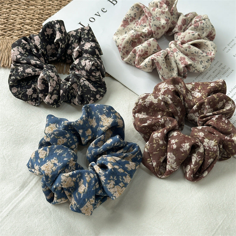Floral Print Elastic Hair Scrunchie Women N6D001