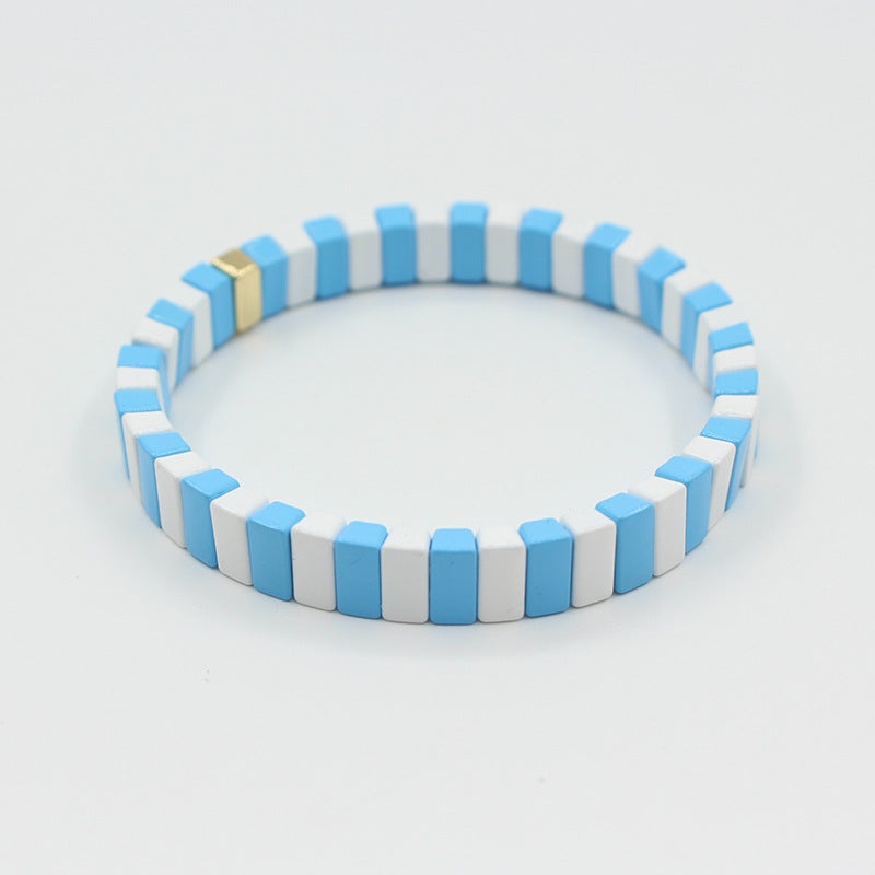 Macaron Elastic Bracelet Dual-Tone Enamel Alloy S5P043