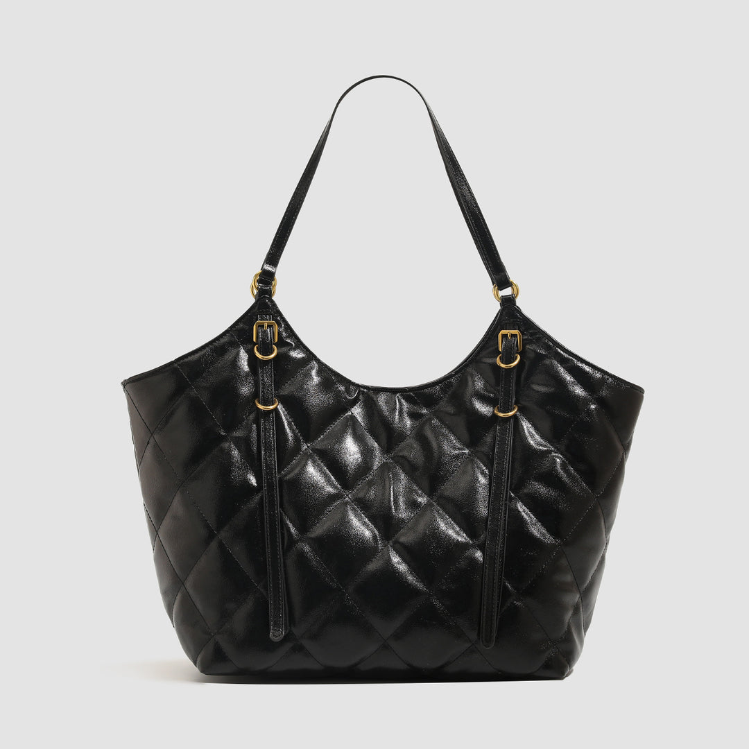Quilted Oversized Tote Bag with Magnetic Snap N6C048