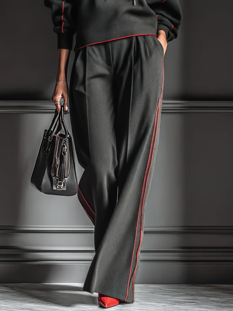 Dark Grey Color Block Hoodie Sweatshirt and Pant Set N6D101