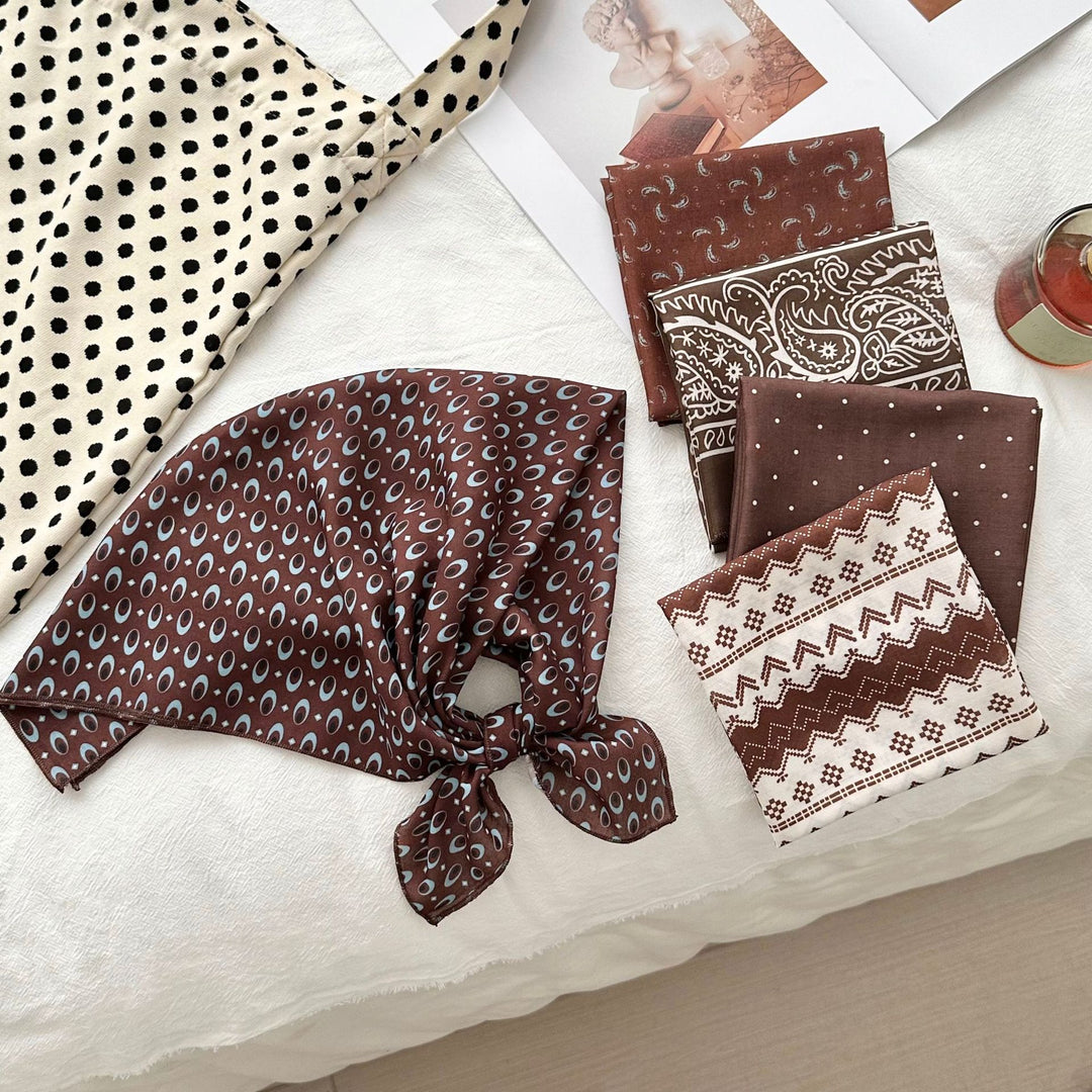 Two-Tone Houndstooth Print Square Scarf Women 55cm N6H113