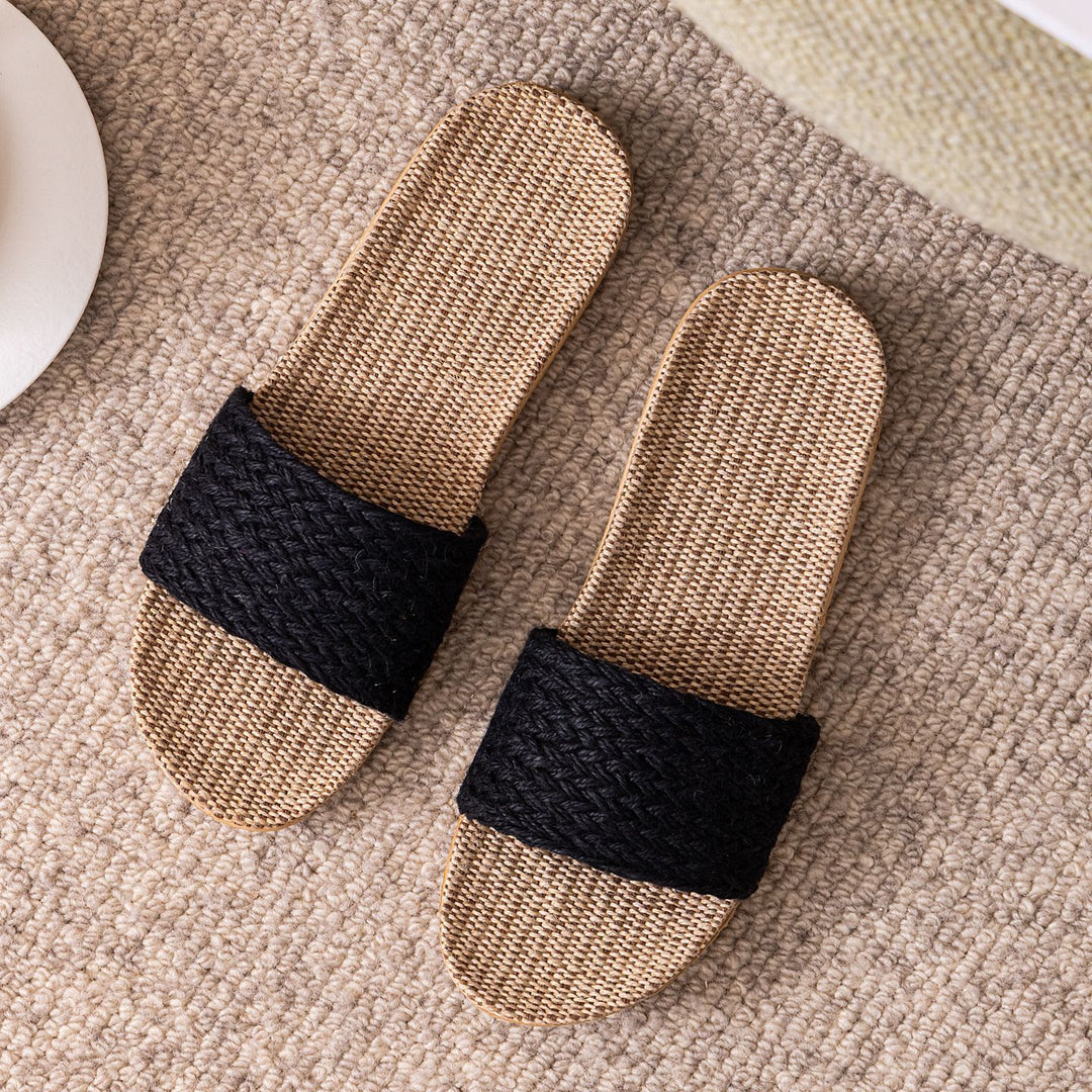Woven Linen House Slippers Women N6C227