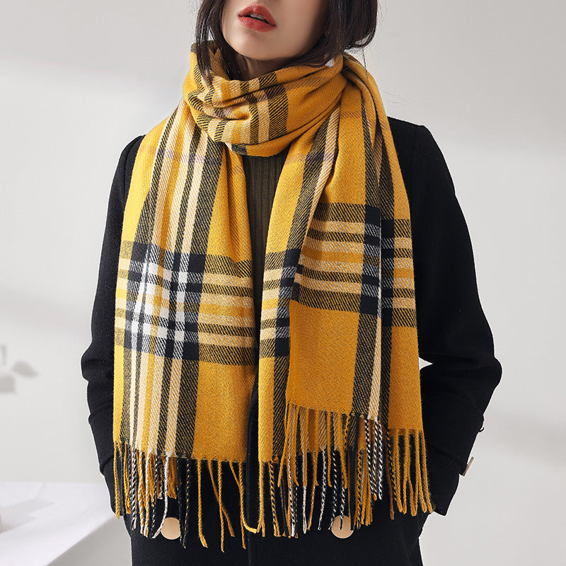 Plaid Pattern Faux Cashmere Wrap  M5A226