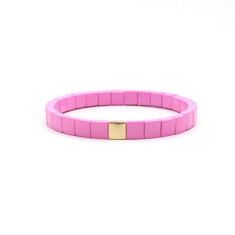 Bohemian Tile Bracelet Steel Enameled Plated S5P144