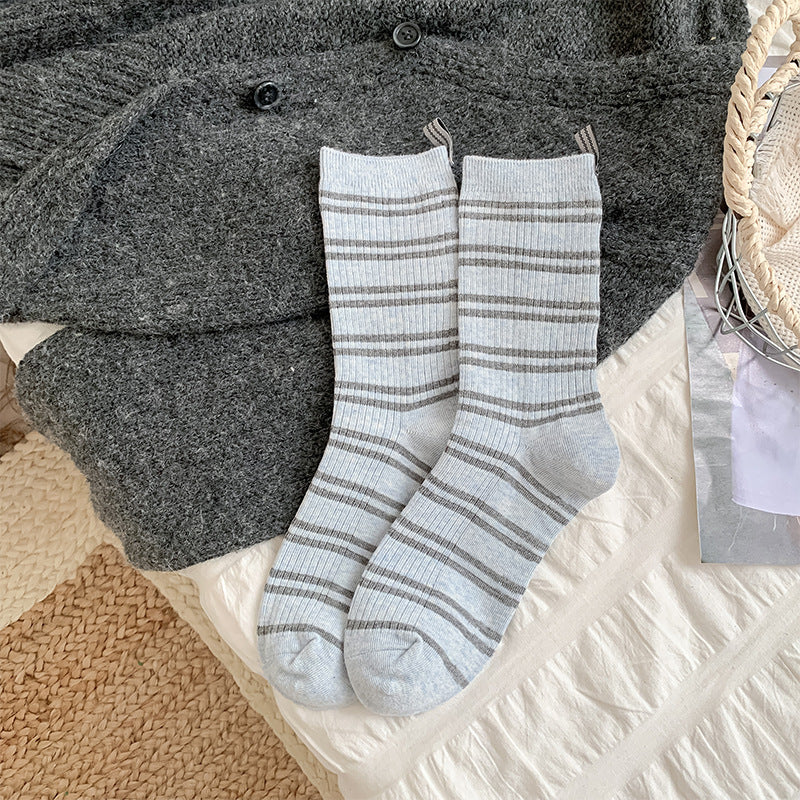 Contrast Stripe Cotton Blend Socks M5A052
