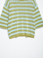 Load image into Gallery viewer, Casual Striped Knit Top Round Neck Cap Sleeve Women N6G149