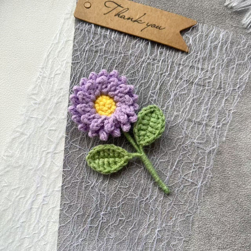 Womens Hand Crocheted Sunflower Brooch N6K310