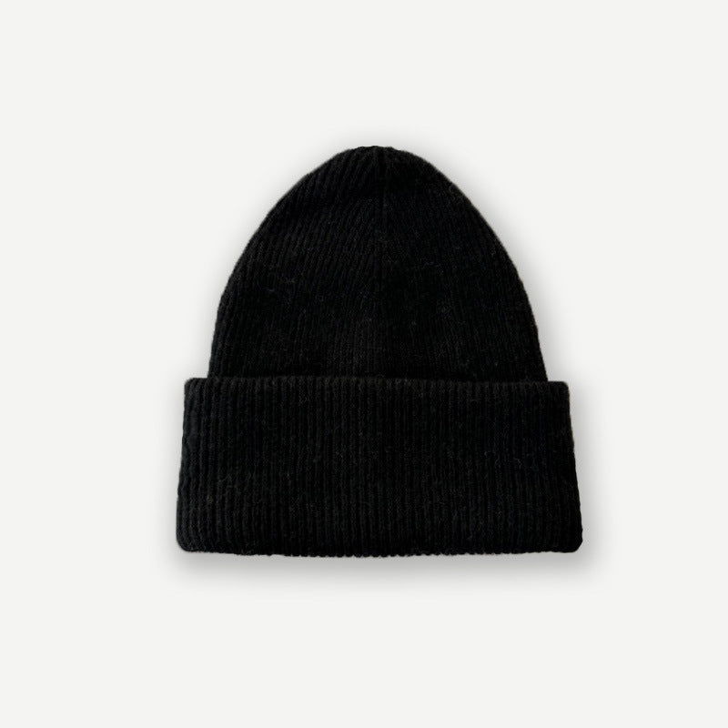 Double Layer Oversized Pure Wool Knit Beanie Women N6H211