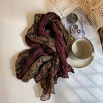 Load image into Gallery viewer, Botanical Print Crinkle Scarf  M5A210