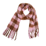 Load image into Gallery viewer, Rainbow Plaid Mohair Feel Chunky Fringe Scarf N6K249