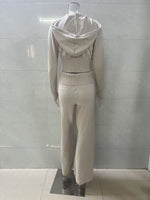 Load image into Gallery viewer, Hooded Zip-Up Sweatshirt and Pants Set Women N6D078