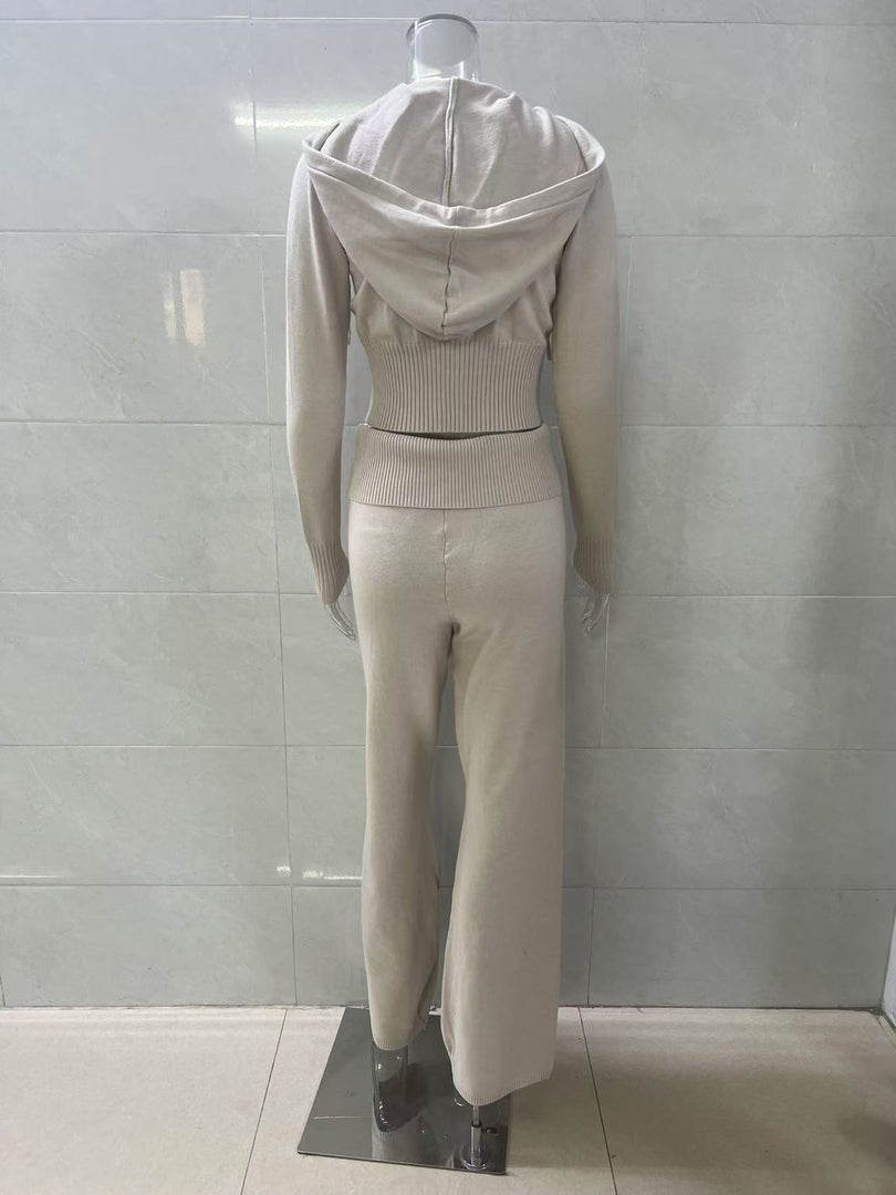 Hooded Zip-Up Sweatshirt and Pants Set Women N6D078