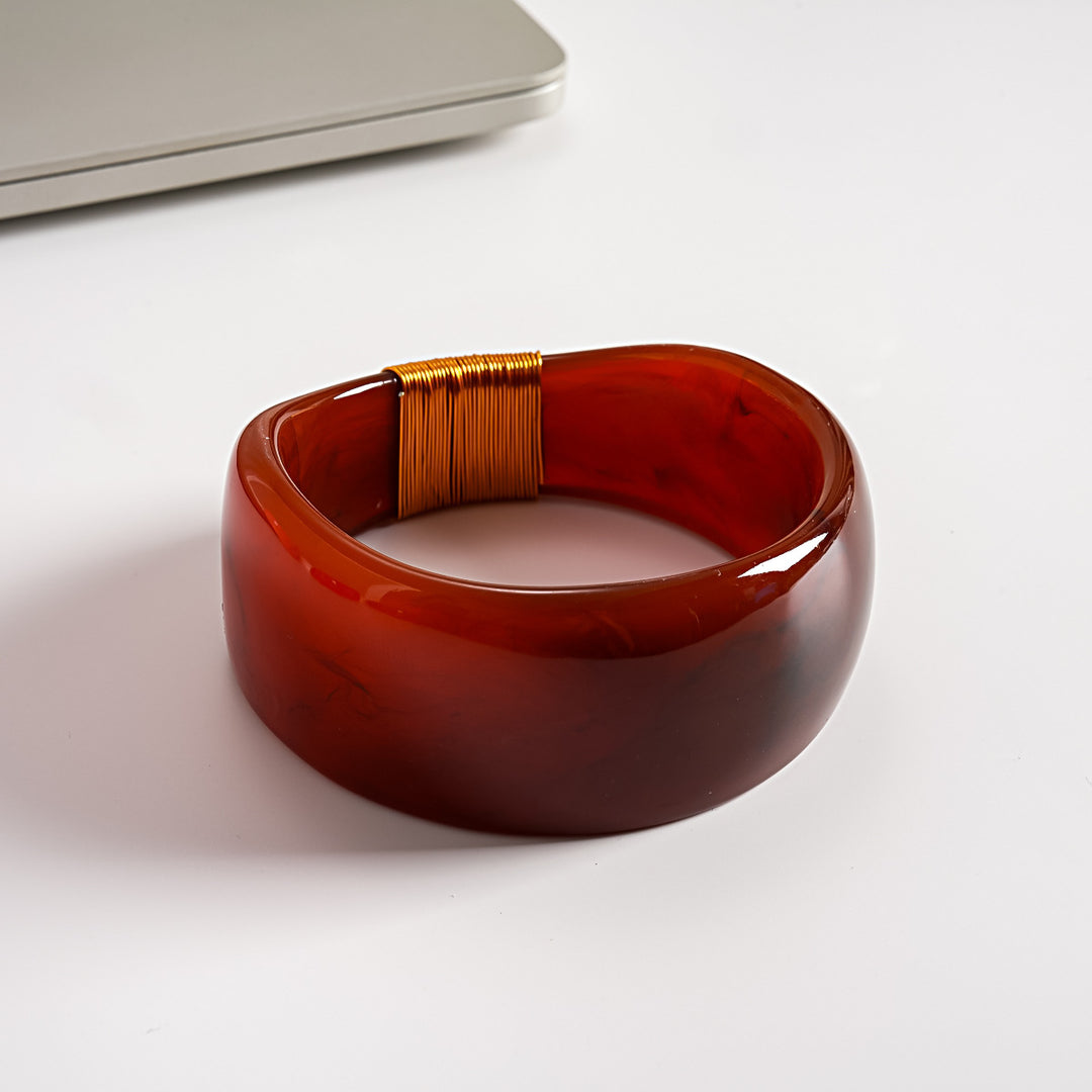 Vintage Resin Ombré Circle Geometric Bangle Women N6H083