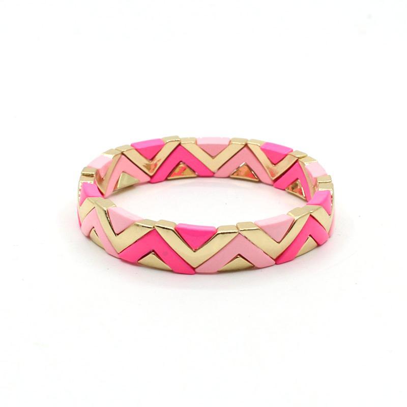 Wave Triangle Links Cuff Enamel Steel Elastic S5P142
