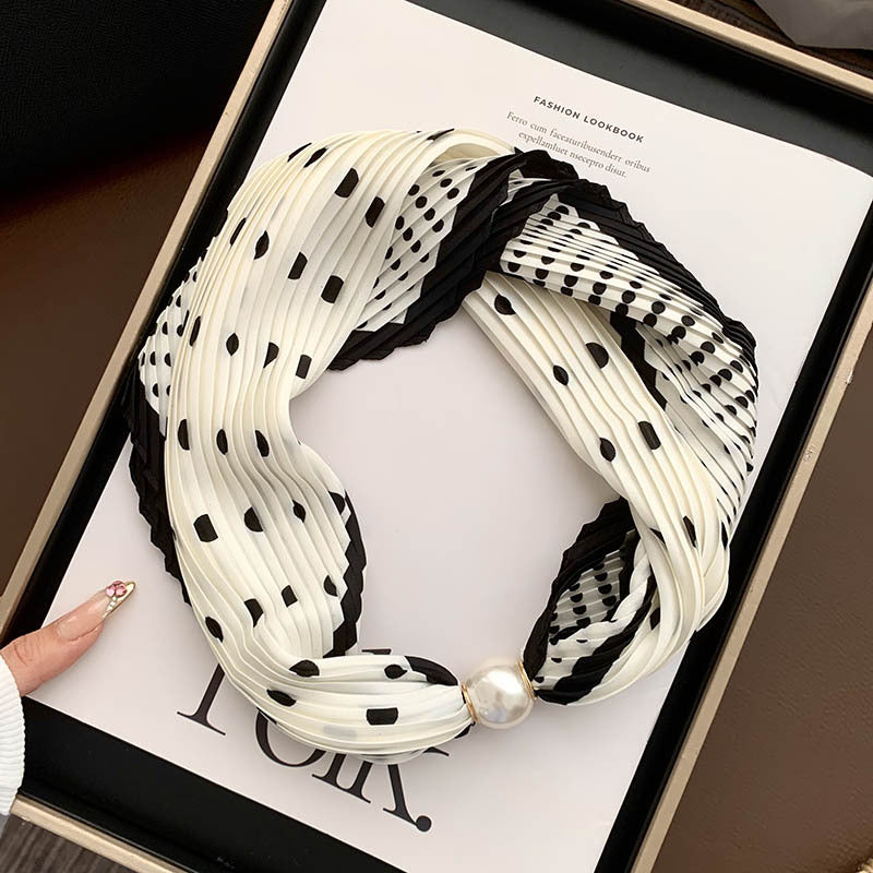 Magnetic Pearl Long Scarf Neck Warmer Women N6H112