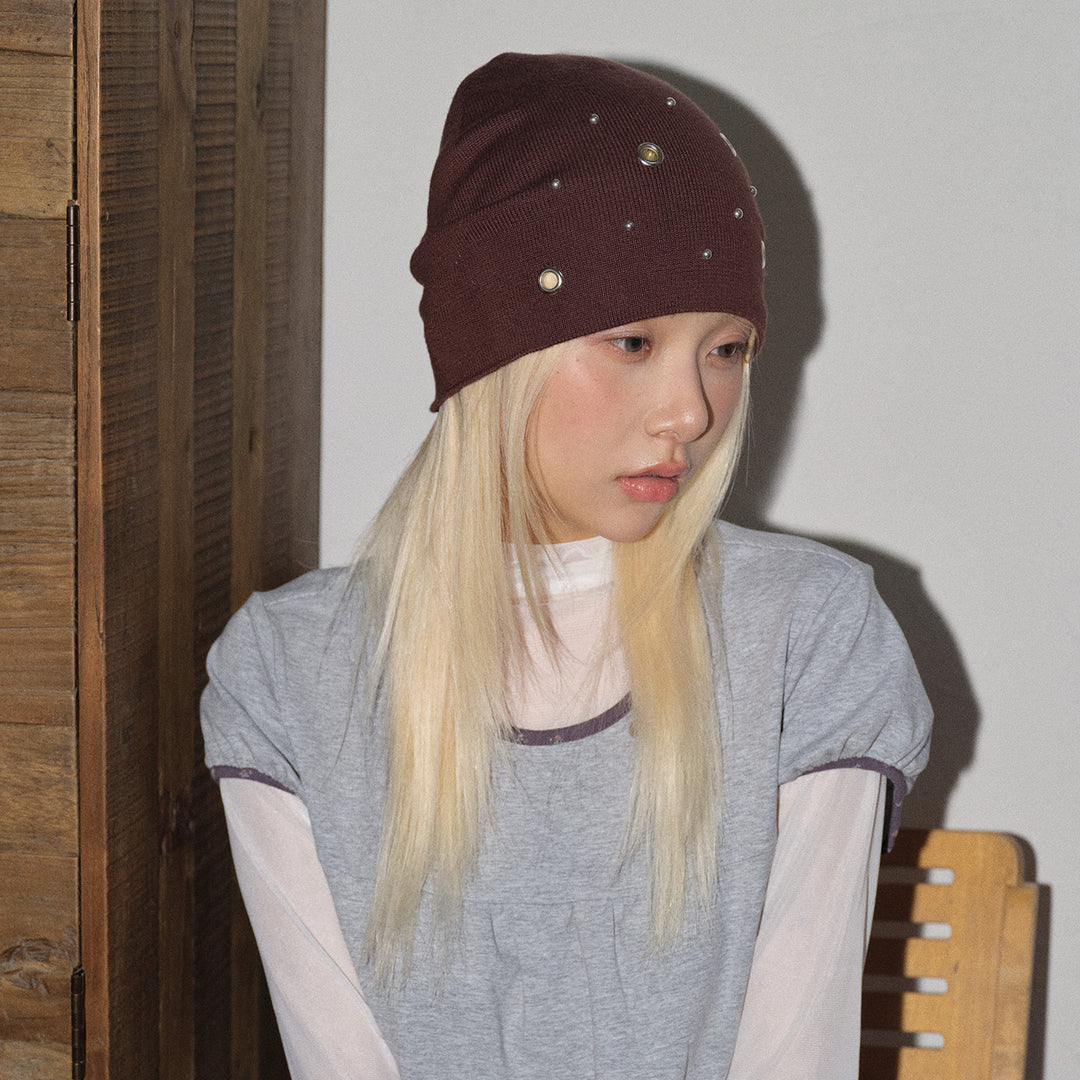 Unisex Acrylic Knit Cutout Beanie N6J127