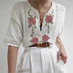 Load image into Gallery viewer, Lace Embroidery Short Sleeve Cardigan N5A036