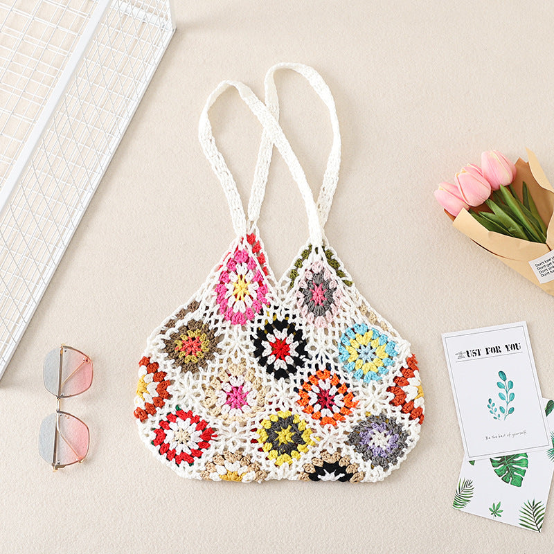 Bohemian Hand-Crochet Shoulder Bag Women N6E086