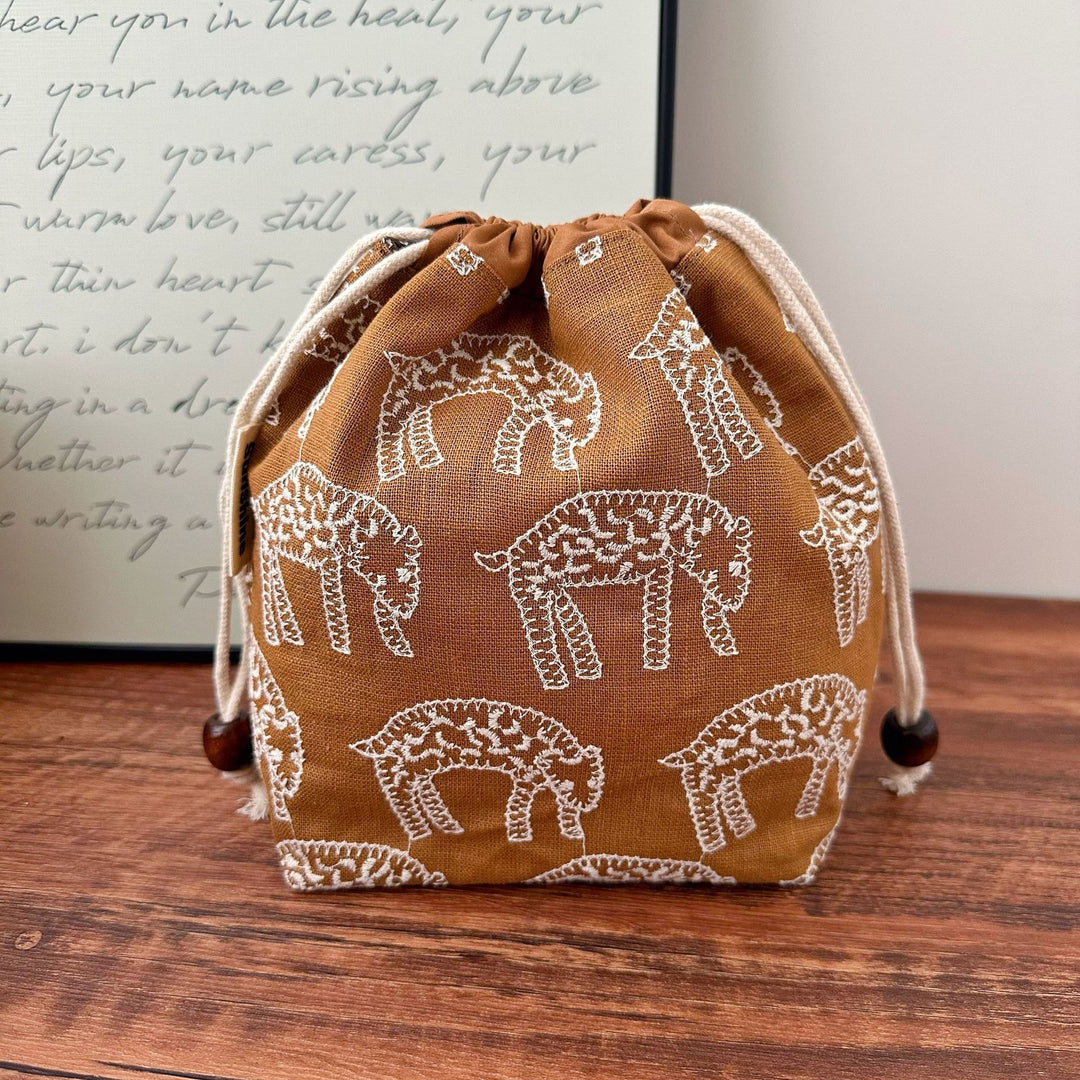 Handmade Cotton Linen Drawstring Cosmetic Pouch N6F174