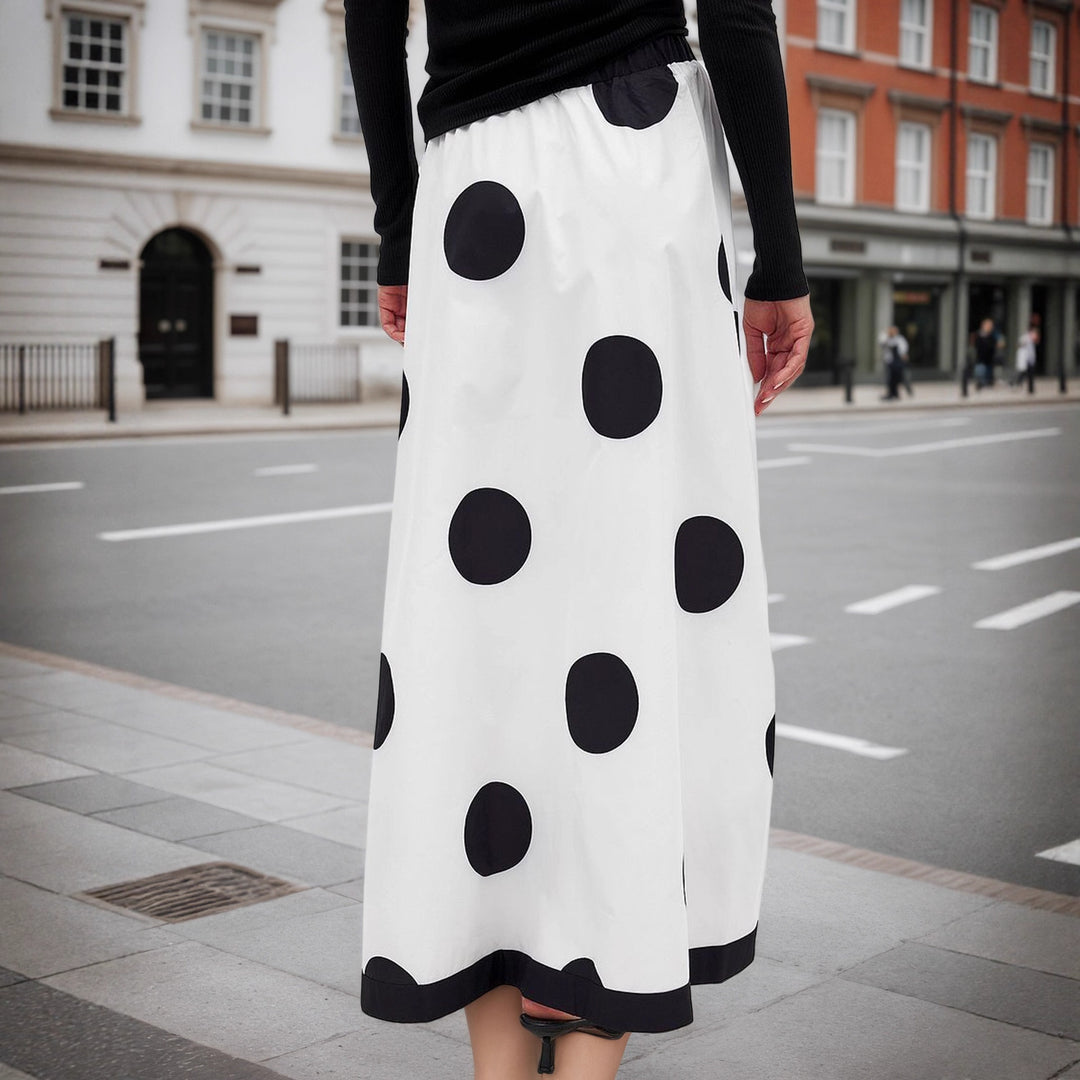 High Waist Polka Dot Skirt Women White Black N5A452