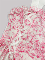 Load image into Gallery viewer, Pink Floral French Ruffle Tie Detail Maxi Dress Women N6D144