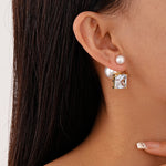 Load image into Gallery viewer, Zircon Pearl Square Stud Earrings Women N6H154