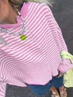 Load image into Gallery viewer, Street Style Striped Knit Cardigan Long Sleeve Women N6G286