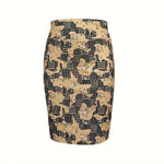 Load image into Gallery viewer, Printed Back Slit Pencil Skirt Women Khaki N5A470