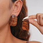 Load image into Gallery viewer, Womens Vintage Marbled Square Resin Stud Earrings N6K153