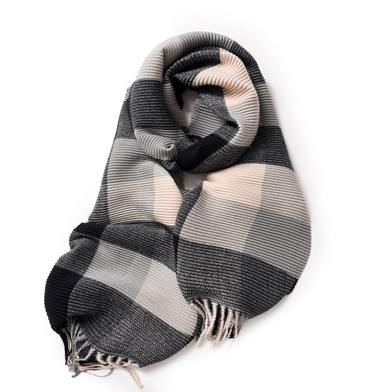Pleated Check Faux Cashmere Wrap  M5A216