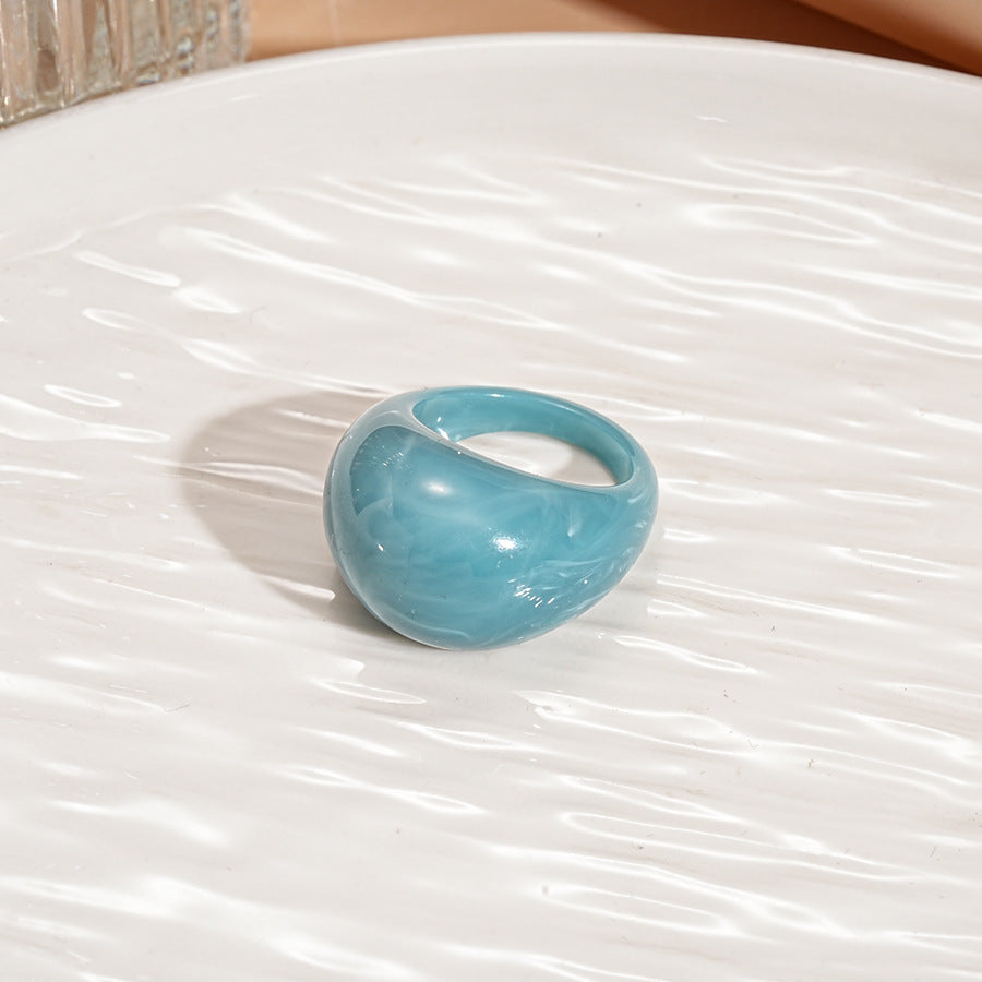 Vintage Candy Resin Oval Geometric Ring Women N6H095