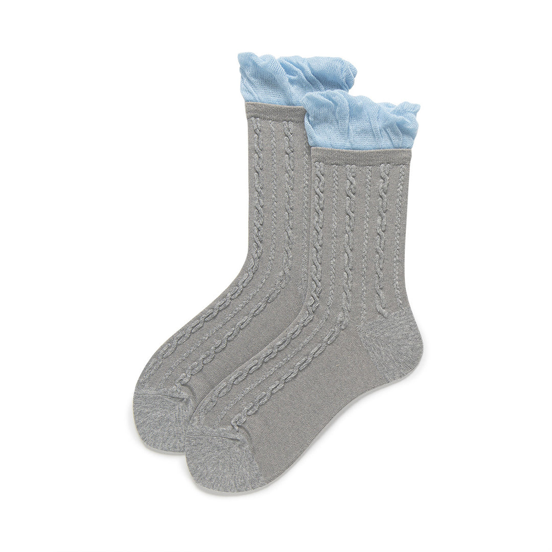 Bubble Cuff Cable Knit Socks Women N6C171
