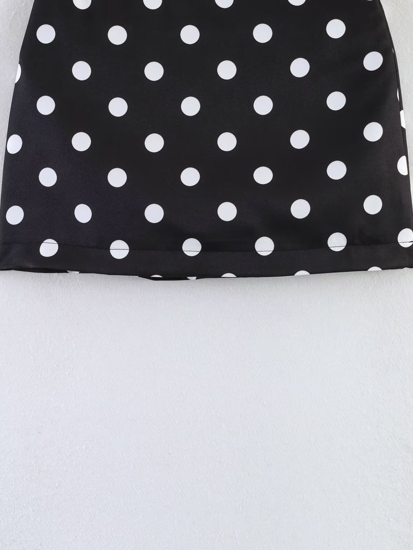 Polka Dot Mini Bodycon Skirt Black N6E155