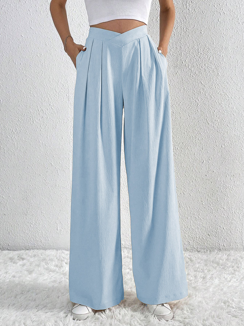 Pleated Wide Leg Work Pants Women N6B041