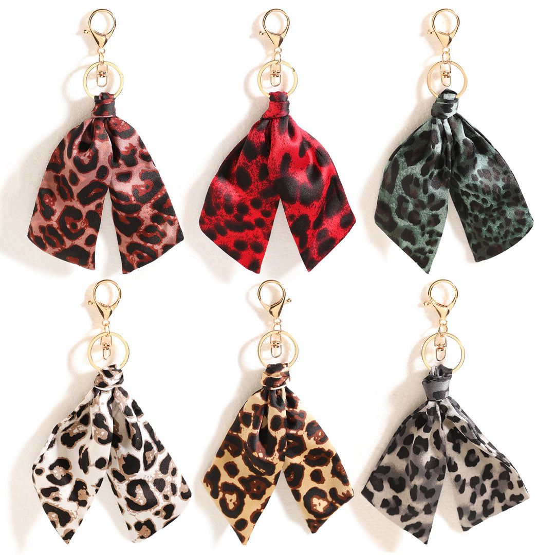 Leopard Print Fabric Keychain Bag Charm Car Ornament N6G117