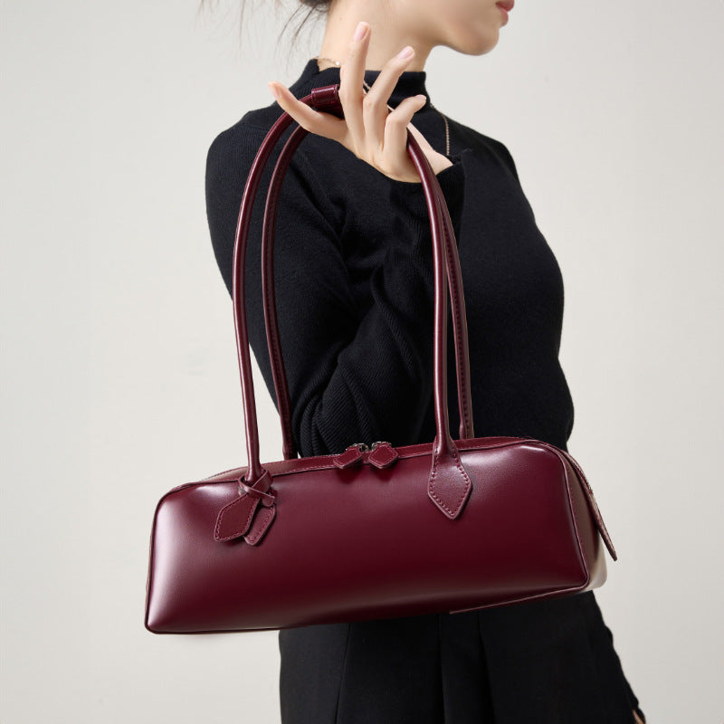 Women's Genuine Leather Baguette Shoulder Bag N6J120